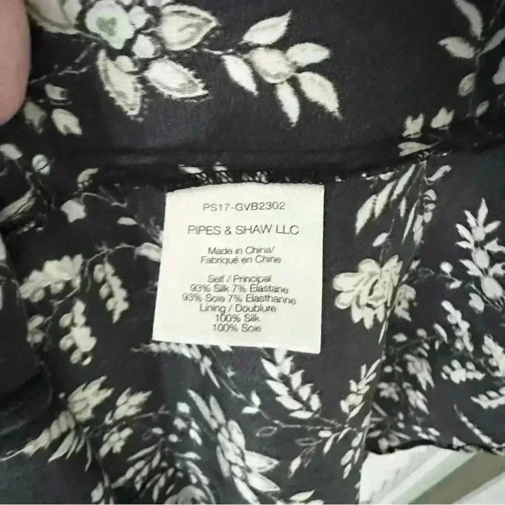 Veronica Beard Stella Silk Tie Waist Dress | Black Floral | SZ 6 - Picture 11 of 12
